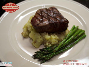 #HOWICOOK Recipe - Filet of Beef with Garlic Mashed Potatoes and Lemon Grilled Asparagus